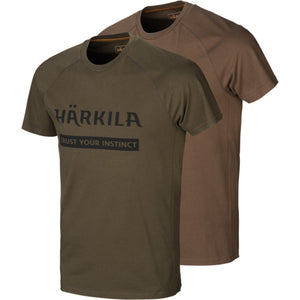 Harkila Logo T Shirt 2 pack Willow Green/Slate Brown by Harkila Shirts Harkila   