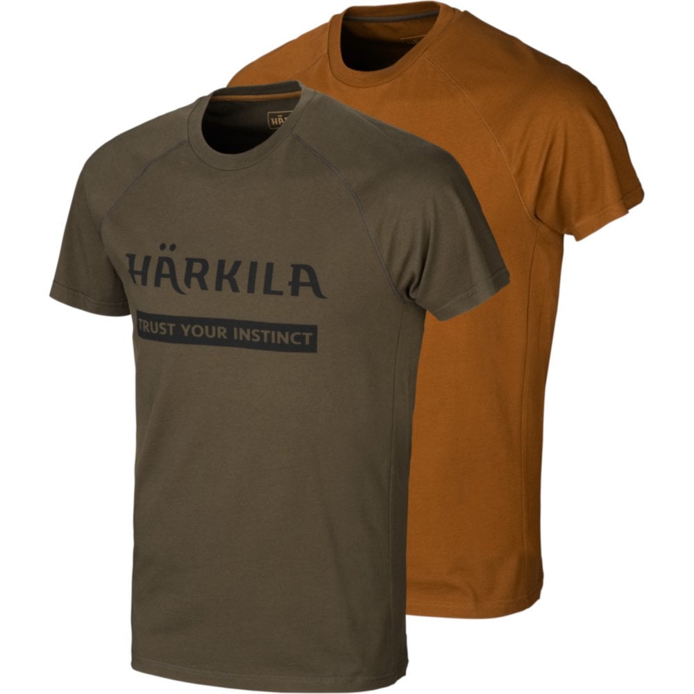Harkila Logo T Shirt 2 pack Willow Green/Rustique Clay by Harkila Shirts Harkila   