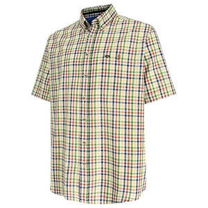 Aberdour Short Sleeve Checked Shirt - Gold/Navy Check by Hoggs of Fife Shirts Hoggs of Fife   