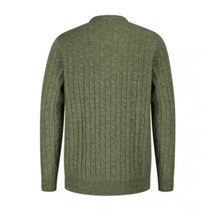 Jedburgh Crew Neck Cable Pullover Thyme by Hoggs of Fife Knitwear Hoggs of Fife   
