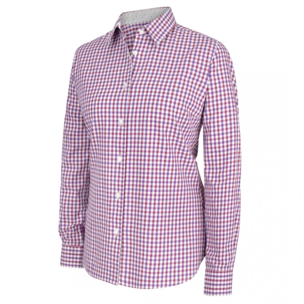 Becky II Ladies Cotton Shirt - Violet/Cerise by Hoggs of Fife Shirts Hoggs of Fife   