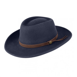 Perth Crushable Felt Hat Navy by Hoggs of Fife Accessories Hoggs of Fife   