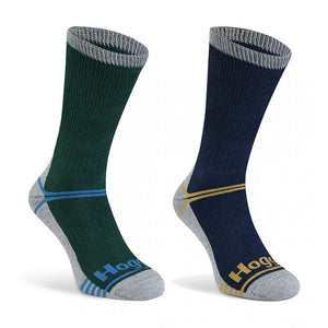 Field & Outdoor Coolmax Sock (Twin Pack) Green/Navy by Hoggs of Fife Accessories Hoggs of Fife   