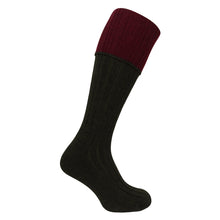 1901 Contrast Turnover Top Stockings - Dark Green/Burgundy by Hoggs of Fife Accessories Hoggs of Fife   