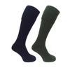 1902 Plain Turnover Top Stockings Twin Pack - Dark Olive/Navy by Hoggs of Fife