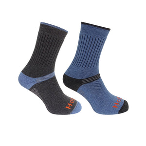 1905 Tech Active Sock Twin Pack - Charcoal/Denim by Hoggs of Fife Accessories Hoggs of Fife   
