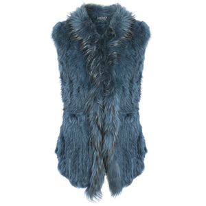 Fox Fur Gilet Blue by Jayley Waistcoats & Gilets Jayley   