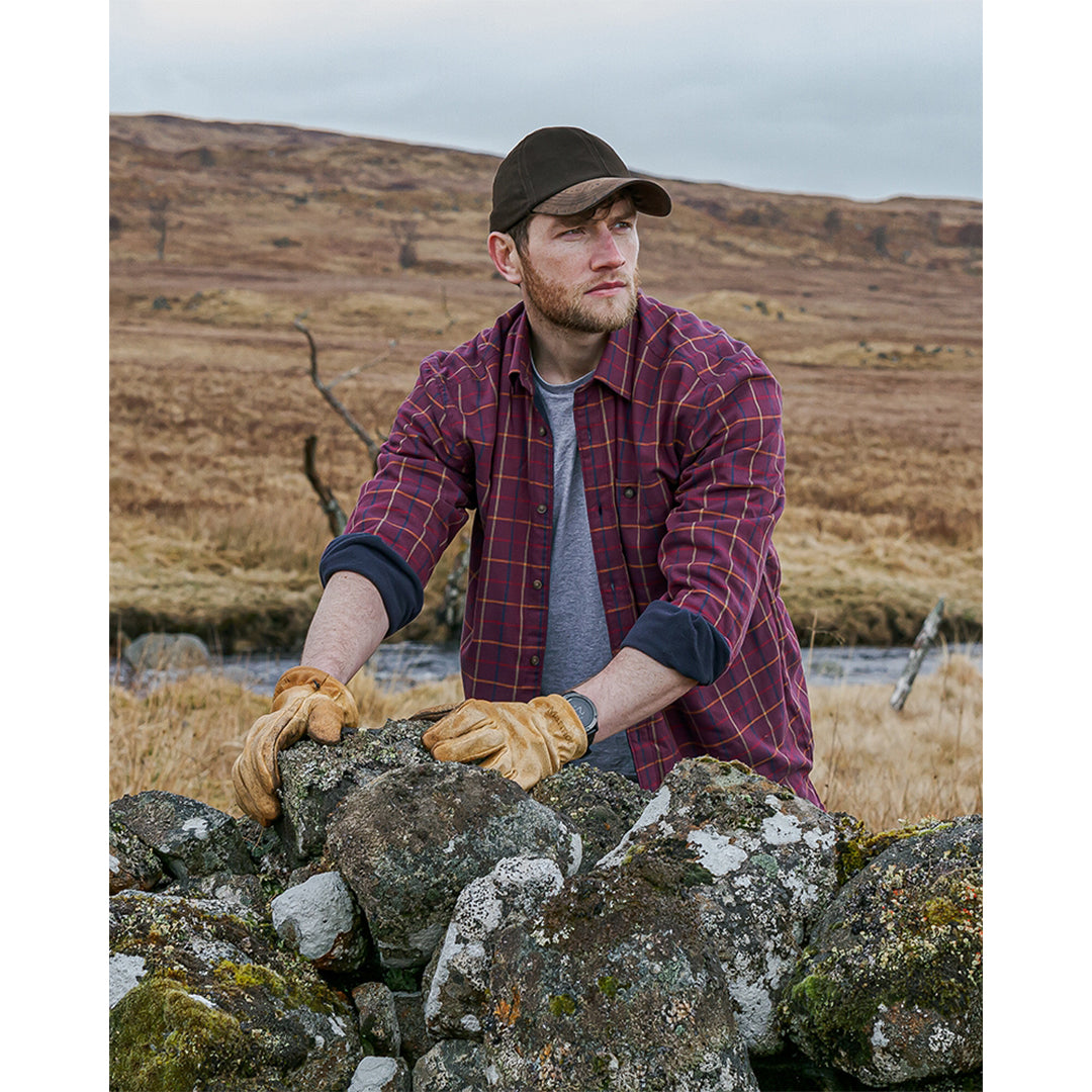 Bramble Micro-Fleece Lined Shirt - Wine Check by Hoggs of Fife Shirts Hoggs of Fife   