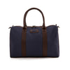 Caballero Large Travel Bag - Brown Leather & Navy Canvas w/ Navy Stitching by Pampeano