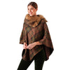 British Wool Cape with Fur Collar Green Tweed by Failsworth