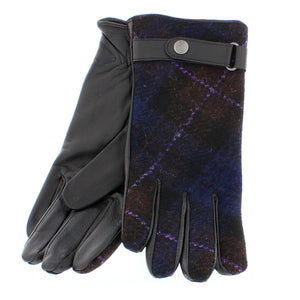 Ladies Harris Tweed/Leather Country Gloves Dark Purple by Failsworth Accessories Failsworth   