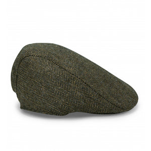 Herringbone Waterproof Tweed Cap - Green Check by Hoggs of Fife Accessories Hoggs of Fife   