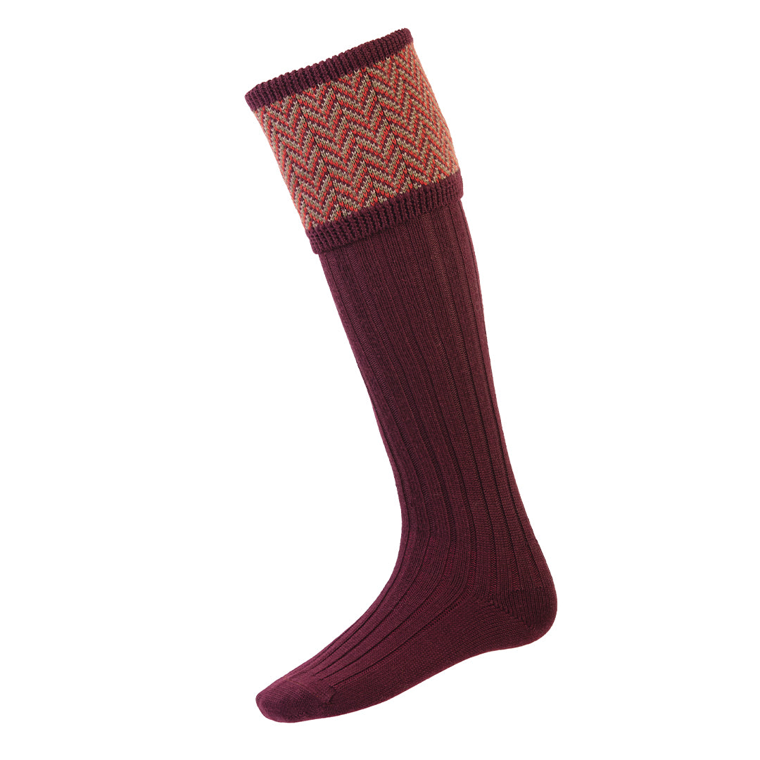 Herringbone Socks Mulberry by House of Cheviot Accessories House of Cheviot   