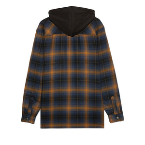 Fleece Hooded Flannel Shirt Jacket - Navy/Brown by Dickies Jackets & Coats Dickies   