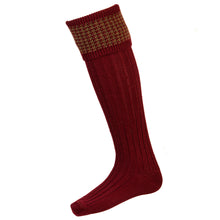 Houndstooth Sock - Burgundy by House of Cheviot Accessories House of Cheviot   