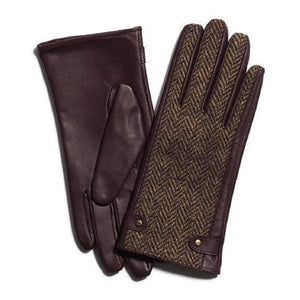 Ladies Harris Tweed/Leather Country Gloves Merlot by Failsworth Accessories Failsworth   