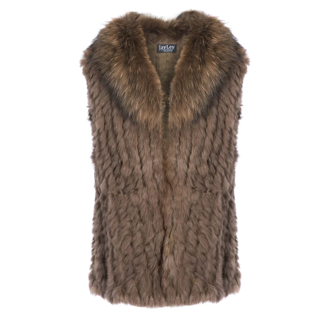 Fox Fur Gilet Mocha by Jayley Waistcoats & Gilets Jayley   