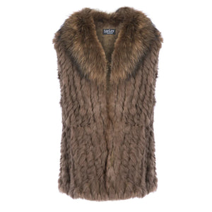 Fox Fur Gilet Mocha by Jayley Waistcoats & Gilets Jayley   