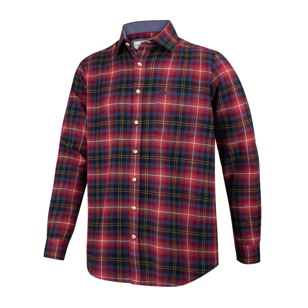 Pitmedden LS Flannel Check Shirt - Rust Check by Hoggs of Fife Shirts Hoggs of Fife   