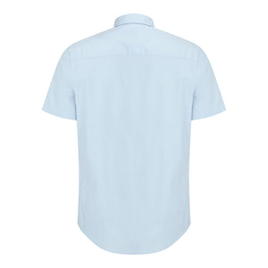 Tolsta S/S Cotton Stretch Plain Shirt - Blue by Hoggs of Fife Shirts Hoggs of Fife   