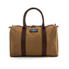 Varon Small Travel Bag - Brown Leather & Khaki Canvas w/ Blue Stitching by Pampeano