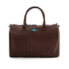 Varon Small Travel Bag - Brown Leather w/ Blue Stitching by Pampeano
