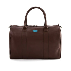 Varon Small Travel Bag - Brown Leather w/ Blue Stitching by Pampeano Accessories Pampeano   